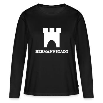 Les Saxons de Sibiu - T-shirt manches longues Premium bio Femme - noir - Devant - Julia (174cm)
