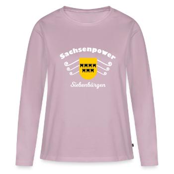 La puissance de la Transylvanie - T-shirt manches longues Premium bio Femme - rose poudré - Devant - Julia (174cm)