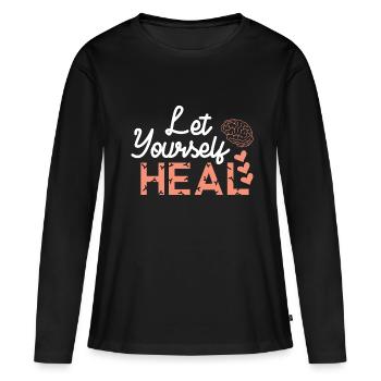 Yoga de méditation auto-guérisseur - T-shirt manches longues Premium bio Femme - noir - Devant - Julia (174cm)