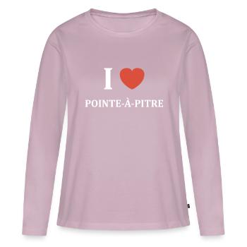 i love Pointe à Pitre - T-shirt manches longues Premium bio Femme - rose poudré - Devant - Julia (174cm)