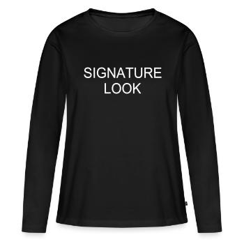 Signature Look unvergleichlich einzigartig modisch - Frauen Premium Bio Langarmshirt - Schwarz - Vorne - Julia (174cm)