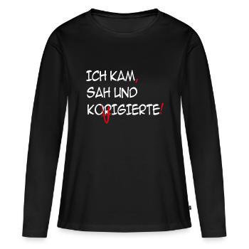 Ich kam, sah und korrigierte - Frauen Premium Bio Langarmshirt - Schwarz - Vorne - Julia (174cm)