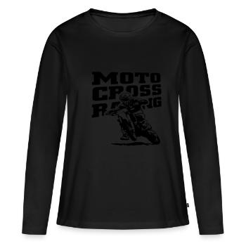 Motocross - Moto Cross - Supercross - MX - SX - Frauen Premium Bio Langarmshirt - Schwarz - Vorne - Julia (174cm)