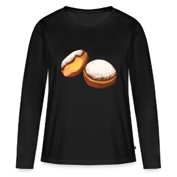 Krapfens Beignets De carnaval Crêpes berlinoises - T-shirt manches longues Premium bio Femme - noir - Devant - Julia (174cm)