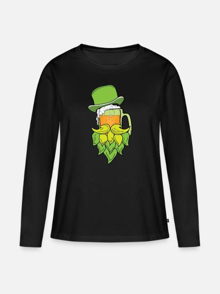 St Patricks beer beard - Frauen Premium Bio Langarmshirt - Schwarz