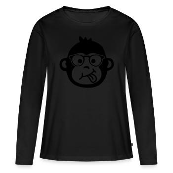 emoji lunettes singe singe - T-shirt manches longues Premium bio Femme - noir - Devant - Julia (174cm)