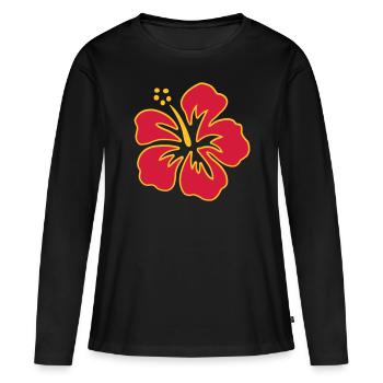 Single Hibiscus Flower - Women's Premium Organic Long Sleeve Shirt - black - Front - Julia (174cm)