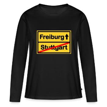 Die Freiburger - Frauen Premium Bio Langarmshirt - Schwarz - Vorne - Julia (174cm)