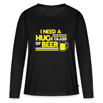 Bière Bière Bière Boire de la bière Alcohol Party - T-shirt manches longues Premium bio Femme - noir - Devant - Julia (174cm)
