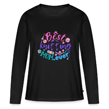 die beste Strickmama aller Zeiten, Beste Mutter. Sickers, sh - Frauen Premium Bio Langarmshirt - Schwarz - Vorne - Julia (174cm)