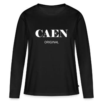 Caen original - T-shirt manches longues Premium bio Femme - noir - Devant - Julia (174cm)