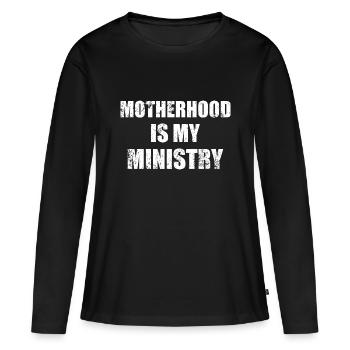 La maternité est mon ministère - T-shirt manches longues Premium bio Femme - noir - Devant - Julia (174cm)