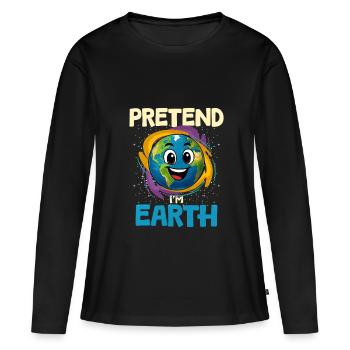 Planète Terre - T-shirt manches longues Premium bio Femme - noir - Devant - Julia (174cm)