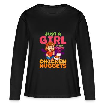 Chicken Nugget - Frauen Premium Bio Langarmshirt - Schwarz - Vorne - Julia (174cm)