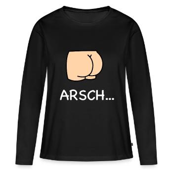 Arsch auf Eimer (Links) - Frauen Premium Bio Langarmshirt - Schwarz - Vorne - Julia (174cm)