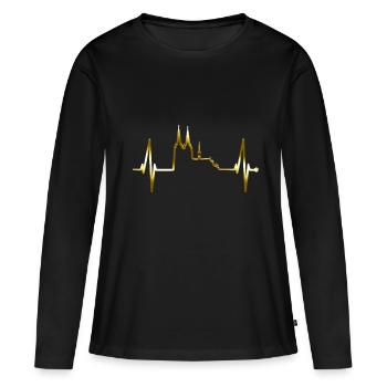 Cologne Herzschlag Skyline Kölner Dom Herz Gold Kölle - T-shirt manches longues Premium bio Femme - noir - Devant - Julia (174cm)