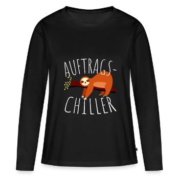 Commande paresseux cadeau commande Chiller - T-shirt manches longues Premium bio Femme - noir - Devant - Julia (174cm)