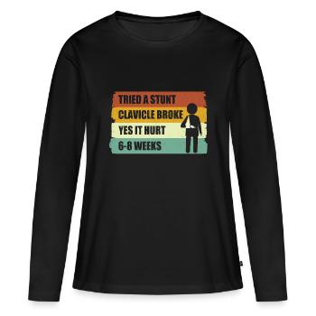Clavicule cassée Clavicule cassée - T-shirt manches longues Premium bio Femme - noir - Devant - Julia (174cm)