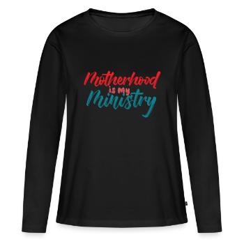 La maternité est mon ministère - T-shirt manches longues Premium bio Femme - noir - Devant - Julia (174cm)