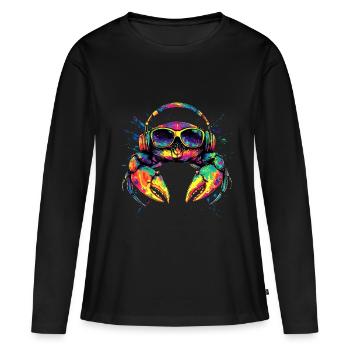 Crabe Crabe Crustacés Crabe Crabe de rivage Écrevisses - T-shirt manches longues Premium bio Femme - noir - Devant - Julia (174cm)
