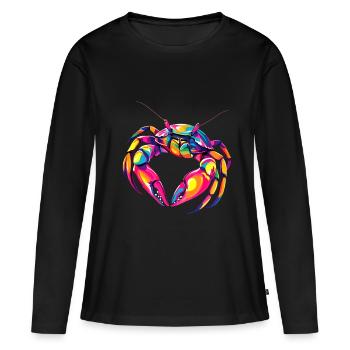 Crabe Crabe Crustacés Crabe Crabe de rivage Écrevisses - T-shirt manches longues Premium bio Femme - noir - Devant - Julia (174cm)