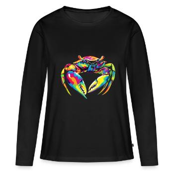 Crabe Crabe Crustacés Crabe Crabe de rivage Écrevisses - T-shirt manches longues Premium bio Femme - noir - Devant - Julia (174cm)