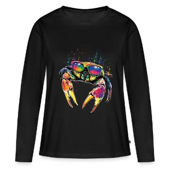 Crabe Crabe Crustacés Crabe Crabe de rivage Écrevisses - T-shirt manches longues Premium bio Femme - noir - Devant - Julia (174cm)