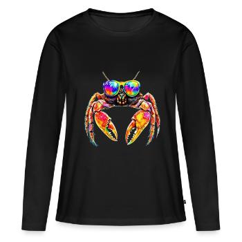 Crabe Crabe Crustacés Crabe Crabe de rivage Écrevisses - T-shirt manches longues Premium bio Femme - noir - Devant - Julia (174cm)