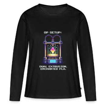 Configuration à double extrusion | Calibrage de l’impression 3D PLA - T-shirt manches longues Premium bio Femme - noir - Devant - Julia (174cm)