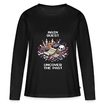 Main Quest Past | Archaeology History - Women's Premium Organic Long Sleeve Shirt - black - Front - Julia (174cm)