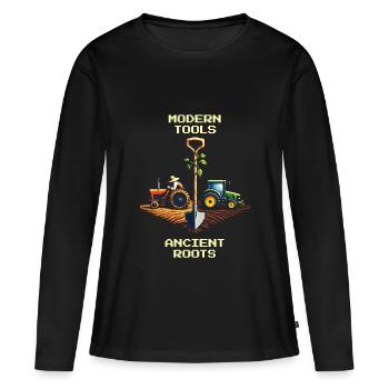High-tech et tradition de la cour | L’agriculture moderne - T-shirt manches longues Premium bio Femme - noir - Devant - Julia (174cm)