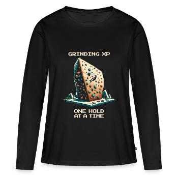 XP Grind : poignée par poignée | Bloc Pixel Art - T-shirt manches longues Premium bio Femme - noir - Devant - Julia (174cm)