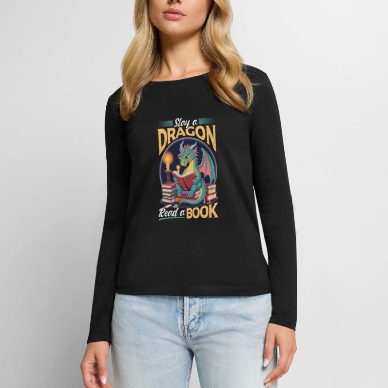 Fantasy Book reading Mythical Creatures Frauen Premium Bio Langarmshirt