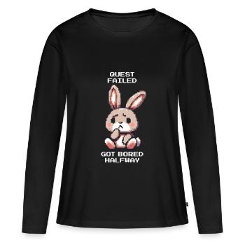 Aufgabe abgebrochen | ADHS Langeweile-Debuff - Frauen Premium Bio Langarmshirt - Schwarz - Vorne - Julia (174cm)