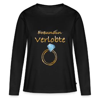 Freundin durchgestrichen Verlobte - Frauen Premium Bio Langarmshirt - Schwarz - Vorne - Julia (174cm)