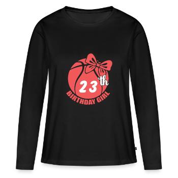 Basket-ball 23e anniversaire Basketteur - T-shirt manches longues Premium bio Femme - noir - Devant - Julia (174cm)