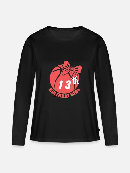 Pallacanestro 13 ° compleanno giocatore di pallacanestro - Maglia a maniche lunghe ecologica premium da donna - nero