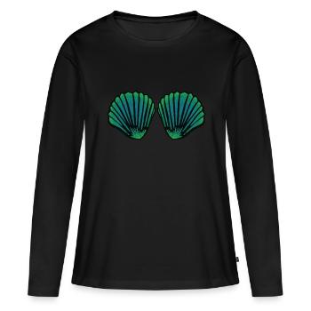 Nixe Meerjungfrau Muschel Bikini BH Strand Kostüm - Frauen Premium Bio Langarmshirt - Schwarz - Vorne - Julia (174cm)