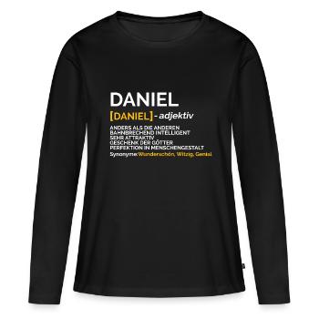Daniel - Frauen Premium Bio Langarmshirt - Schwarz - Vorne - Julia (174cm)