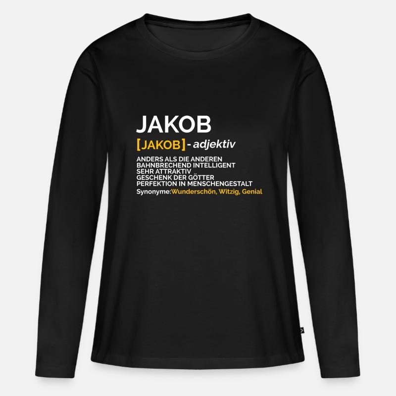 Jakob - Frauen Premium Bio Langarmshirt - Schwarz