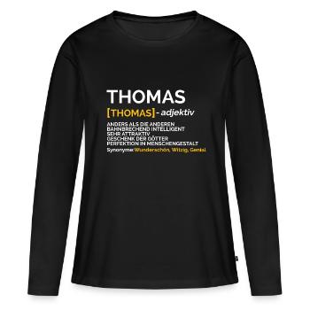 Thomas - Frauen Premium Bio Langarmshirt - Schwarz - Vorne - Julia (174cm)