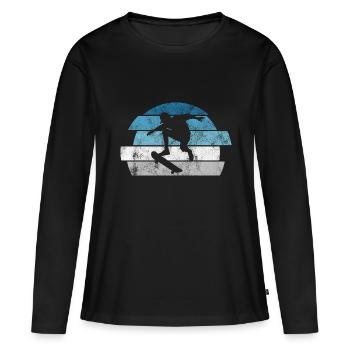 Skateboarder Skateboard Skater Skate Skateing - T-shirt manches longues Premium bio Femme - noir - Devant - Julia (174cm)