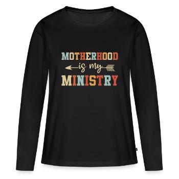 La maternité est mon ministère - T-shirt manches longues Premium bio Femme - noir - Devant - Julia (174cm)