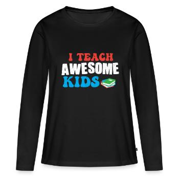 Enseignant Enseignant Enseignant école primaire Enseignant d’école - T-shirt manches longues Premium bio Femme - noir - Devant - Julia (174cm)