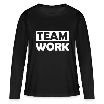 L’équipe au travail - T-shirt manches longues Premium bio Femme - noir - Devant - Julia (174cm)
