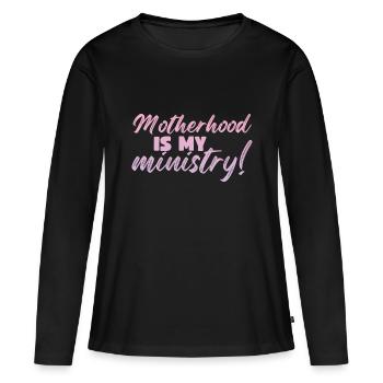 La maternité est mon ministère - T-shirt manches longues Premium bio Femme - noir - Devant - Julia (174cm)