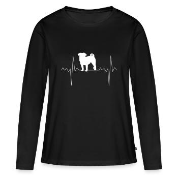 Carlin de fréquence cardiaque - T-shirt manches longues Premium bio Femme - noir - Devant - Julia (174cm)