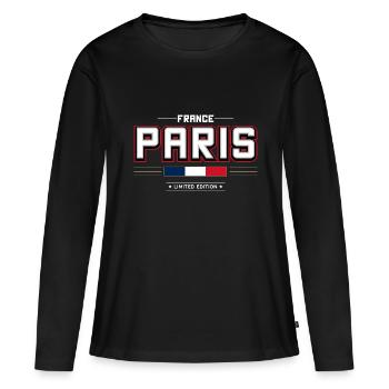 Paris - T-shirt manches longues Premium bio Femme - noir - Devant - Julia (174cm)