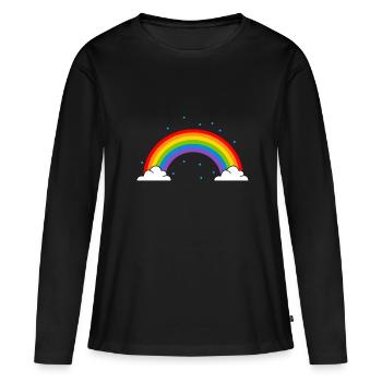 Regenbogen - Frauen Premium Bio Langarmshirt - Schwarz - Vorne - Julia (174cm)