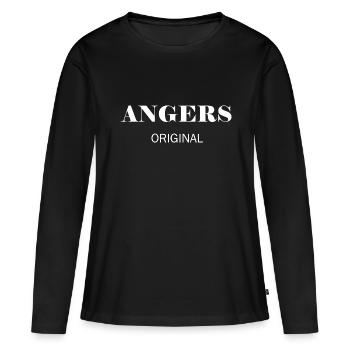 Angers original - T-shirt manches longues Premium bio Femme - noir - Devant - Julia (174cm)
